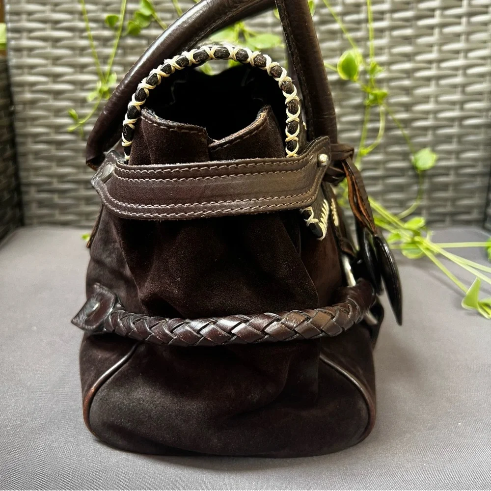 Luella Gisele Bartley Special Edition Satchel Chocolate Brown Leather Suede Boho